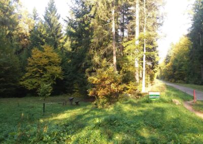 Lesní cesta Klepačovská - začátek / konec u Klepačova s posezením
