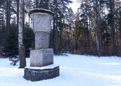 Památník hradské lesní silnice v zimě