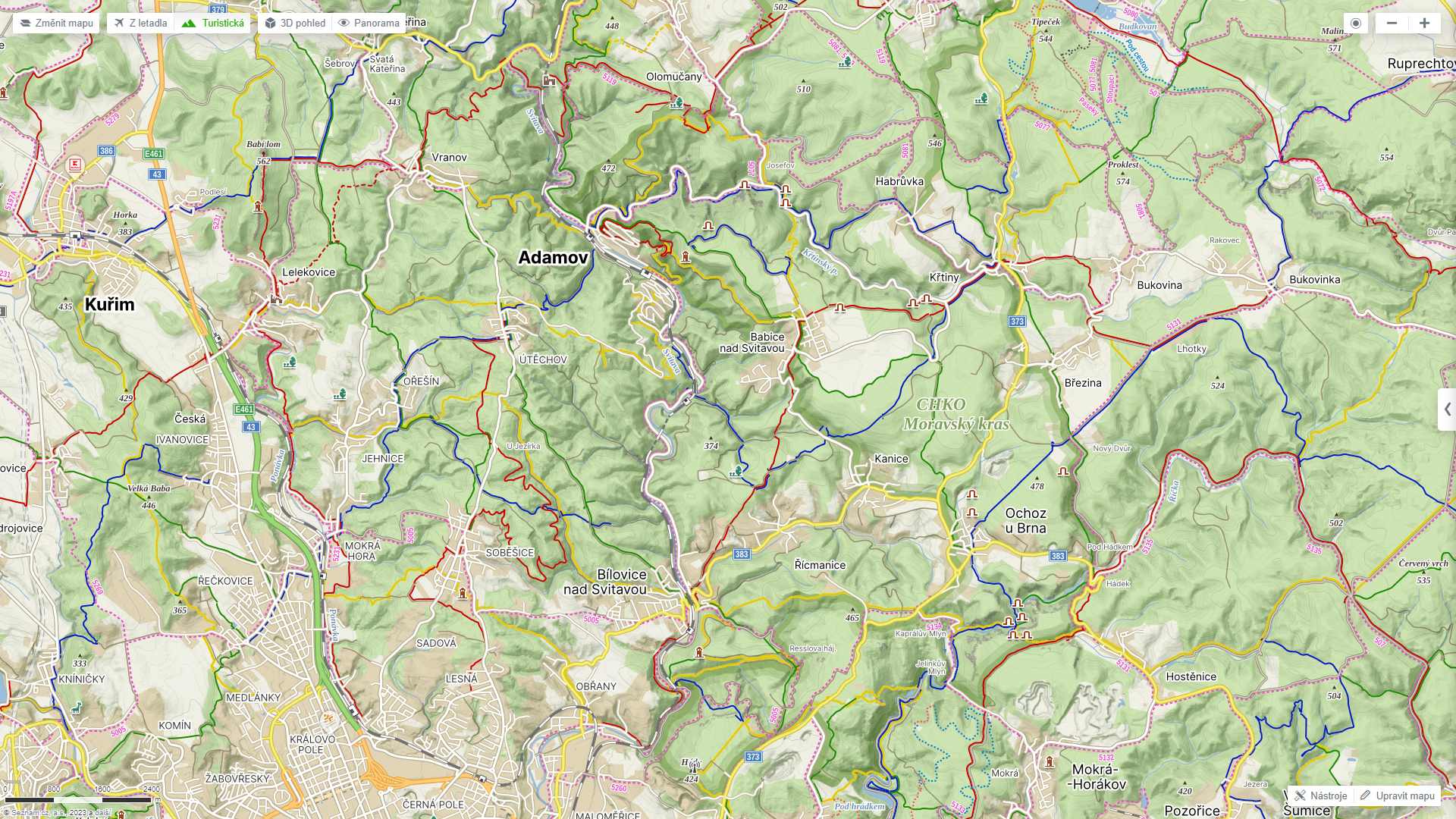 Polesí Vranov a Bílovice nad Svitavou - mapa